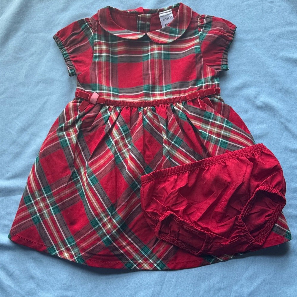 Carter's Red & Green Plaid Dress with Red Bloomers
